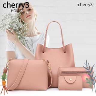 Cherry3 กระเป๋าถือ กระเป๋าสะพายไหล่ สะพายข้าง หนัง Pu ความจุสูง สีพื้น แฟชั่นสําหรับแม่ และเด็ก