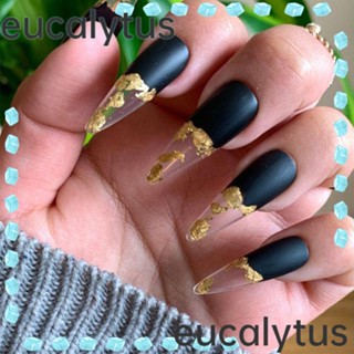 Eucalytus1 เล็บปลอม แบบกด สีดํา สําหรับตกแต่งเล็บ DIY