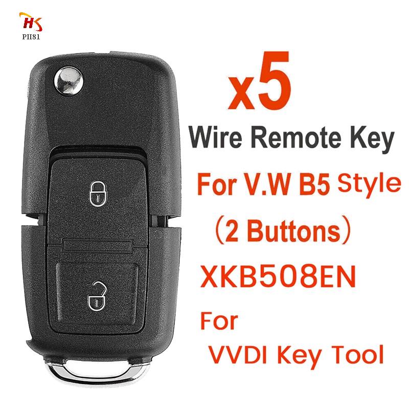 XKB508EN ลวด Universal Remote Key 2 ปุ่ม Fob สําหรับ VW B5 สไตล์สําหรับ Xhorse VVDI Key เครื่องมือ 5