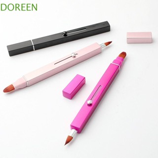 Doreen แปรงทาลิปสติก ลิปกลอส แบบสองหัว ยืดหดได้ พกพาง่าย สีทอง ดํา แดง ชมพู พร้อมฝาปิด หลอดอลูมิเนียม สําหรับผู้หญิง