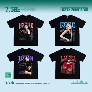 เสื้อยืดแขนสั้น ผ้าฝ้ายแท้ พิมพ์ลาย Blackpink American LISA JENNIE ROSE JISOO