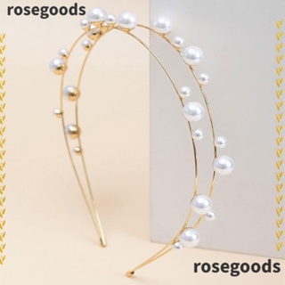 Rosegoods1 ที่คาดผม ประดับไข่มุก พลอยเทียม หรูหรา เครื่องประดับ สําหรับเจ้าสาว งานแต่งงาน