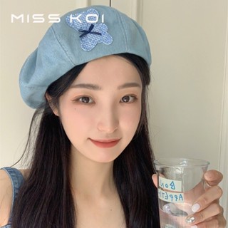 Misskoi [พร้อมส่ง] หมวกเบเร่ต์ ผ้ายีน แบบบาง ระบายอากาศ เข้ากับทุกการแต่งกาย แฟชั่นฤดูร้อน สไตล์เรโทร สําหรับผู้หญิง