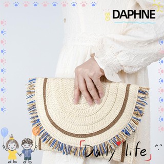 Daphne กระเป๋าสะพายไหล่ กระเป๋าถือ แบบสาน แต่งพู่ มีซิป จุของได้เยอะ แฟชั่นสําหรับสตรี