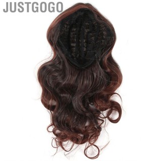 Justgogo Long Wavy Wig Synthetic With Air Bangs For Women Cosplay Party