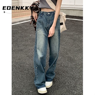 กางเกงขายาว กางเกงยีสน์ผู้หญิง ทรงหลวม ๆ ตรง Retro Hip Hop Pants 2023 NEW Style A27L0DN EOENKKY