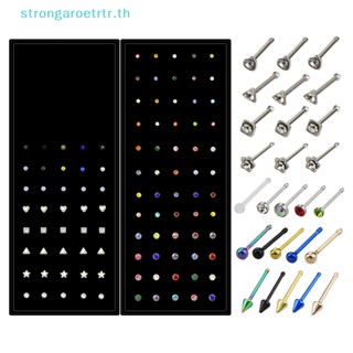 Strongaroetrtr ชุดจิวสตั๊ดจมูก สเตนเลส ประดับคริสตัล เครื่องประดับแฟชั่น สําหรับผู้หญิง 100 ชิ้น