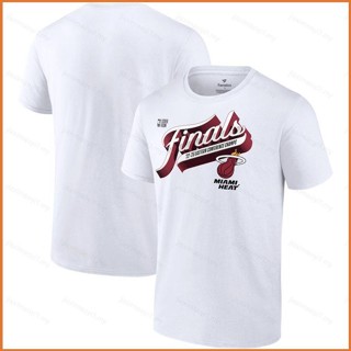 Fb เสื้อยืดแขนสั้น พิมพ์ลาย NBA Miami Heat Finals สีขาว สําหรับผู้ชาย และผู้หญิง เหมาะกับการเล่นกีฬาบาสเก็ตบอล 2023