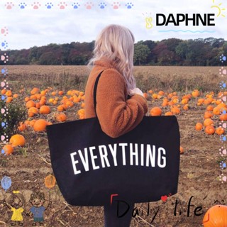 Daphne กระเป๋าถือ กระเป๋าเดินทาง ผ้าแคนวาส พิมพ์ลายตัวอักษร ขนาดใหญ่ จุของได้เยอะ สีเข้ม แฟชั่นสําหรับสตรี