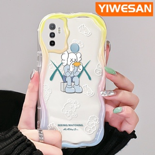 เคสโทรศัพท์มือถือแบบนิ่ม ใส กันกระแทก ลายคลื่นน่ารัก สีมาการอง หลากสี สําหรับ OPPO A53 2020 4G A53s 4G A32 A33 2020 A11s