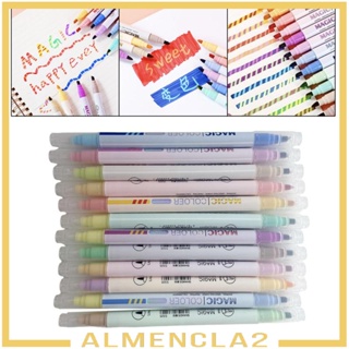 [Almencla2] ปากกามาร์กเกอร์ ไฮไลท์ 12 ชิ้น สําหรับวาดภาพ ของขวัญวัยรุ่น สมุดวาดภาพ
