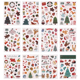 Pea สติกเกอร์ ลายการ์ตูน Merry Christmas น่ารัก DIY สําหรับติดตกแต่งวันหยุด ของขวัญ 12 แผ่น