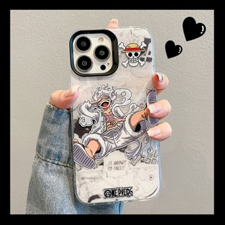 เคสโทรศัพท์มือถือแฟชั่น ลายการ์ตูนลูฟี่ นิก้า แต่งแสงเลเซอร์ เรืองแสง สองด้าน สําหรับ iPhone 11 14 12 13 Pro Max