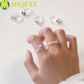 Miquel แหวนนิ้วมือ แบบใส ลายเสือดาว สีสันสดใส เหมาะกับของขวัญ สไตล์เรโทร สําหรับผู้หญิง