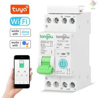 Tuya เบรกเกอร์วงจรอัจฉริยะ Wifi ไร้สาย ควบคุมผ่านแอพโทรศัพท์มือถือ ดูอุปกรณ์บ้านอัจฉริยะ ตั้งเวลานับถอยหลัง โหมดตั้งเวลา เข้ากันได้กับ Alexa G