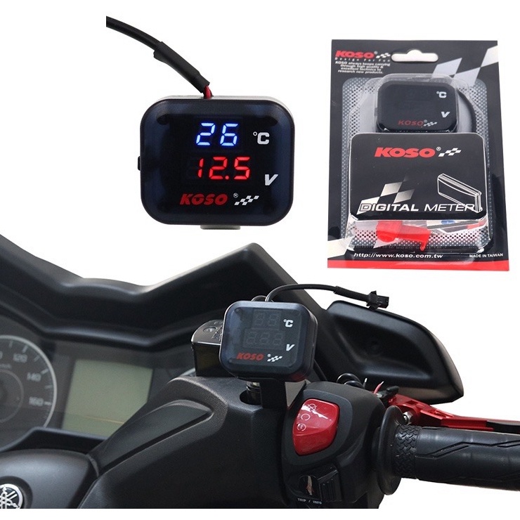 KOSO METER 3 IN 1 DIGITAL LED VOLT METER + ความบันเทิงกลางแจ้ง + พอร์ตชาร์จ USB