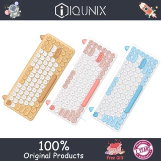 Iqunix M80 คีย์บอร์ดไร้สายบลูทูธ รูปแมว สําหรับออฟฟิศ