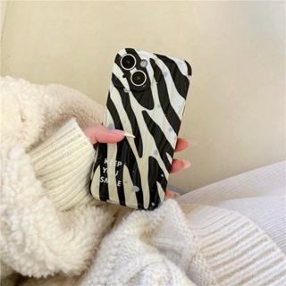 เคท ไอโฟน Zebra stripes เคส iPhone 12 Pro Max เคสโทรศัพท์ แบบนุ่ม iPhone11 iPhone13 iPhone14ProMax Phone Cover Thick IMD