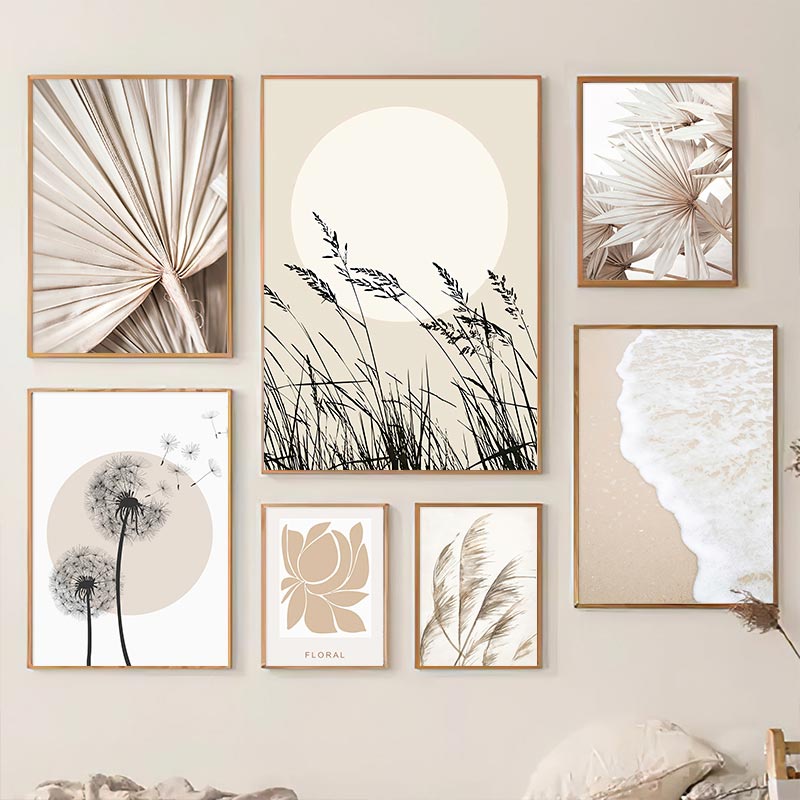 Dandelion Reed ดอกไม้พืชใบผ้าใบ Wall Art ภาพวาดบทคัดย่อ Nordic โปสเตอร์และพิมพ์ภาพผนังสําหรับห้องนั่งเล่น