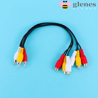 GLENES สายอะแดปเตอร์แยก AV ทีวี เครื่องเล่นดีวีดี ปลั๊ก 3 RCA ตัวผู้ เป็น 6 RCA ตัวเมีย 30 ซม. หลากสี ทนทาน 1 ชิ้น