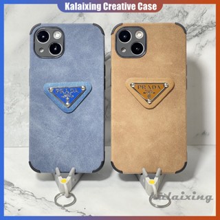 เคสโทรศัพท์มือถือหนัง ลาย Prada สีฟ้า สําหรับ iPhone 14 Pro Max 14 Plus 13 12 11 Pro Max Xs Max Xr X Xs 12 13 Mini 7 8 Plus
