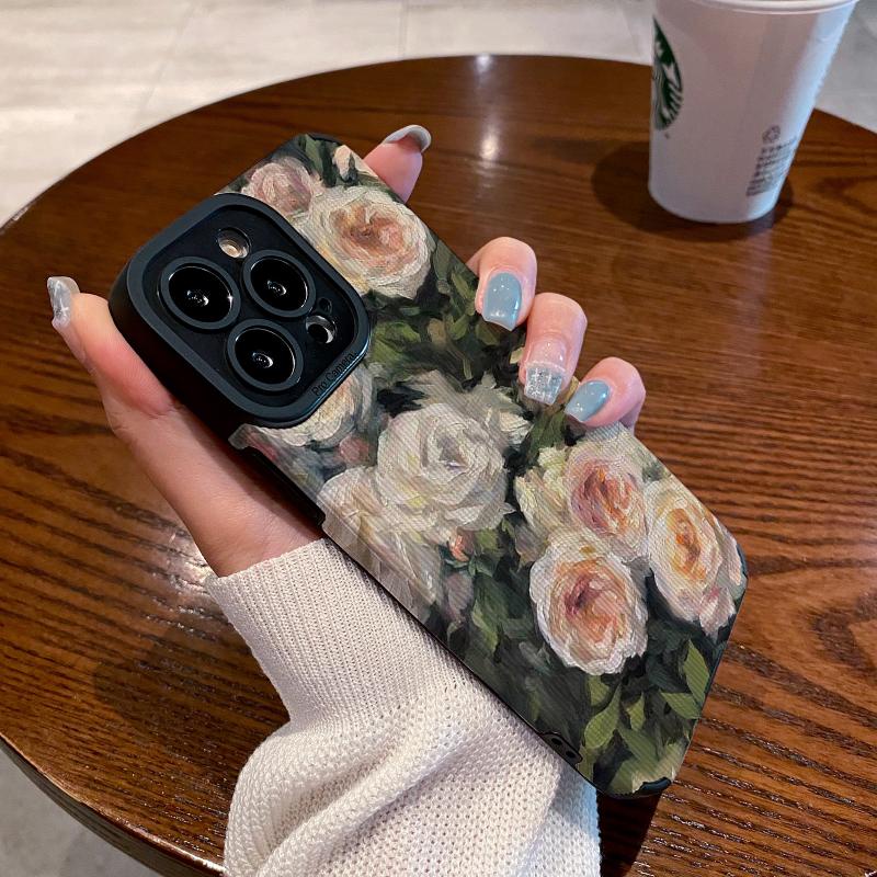 เคสโทรศัพท์มือถือ แบบนิ่ม ลายดอกไม้ภาพวาดสีน้ํามัน สีสันสดใส สําหรับ IPhone 11 Pro MAX 12 Pro MAX 13 Pro MAX 14 Pro MAX 7 8 Plus X XR XS MAX SE