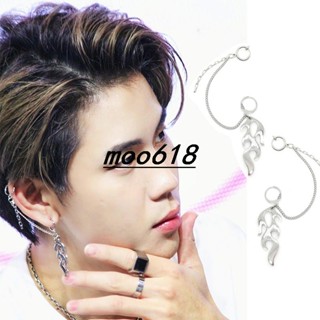 ** Moo618 * Bounprem ต่างหูคลิปโซ่ รูปตัวอักษรไทย ประดับเชือกป่าน สําหรับผู้หญิง