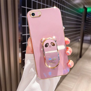 Oppo A83 A59 F1S A39 A57 2016 F3 Lite A37 F7 A3 F5 A79 เคสโทรศัพท์ กล้องที่แม่นยํา ชุบน้ําแข็ง บางเฉียบ หรูหรา แพนด้า ที่วางโทรศัพท์มือถือ