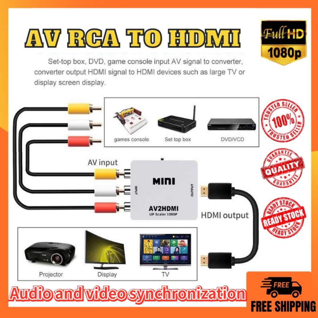 HDMI To RCA HDTV TO AV Adapter HDMI Video Converter Box 1080P Support NTSC PAL for TV BOX/Old TV /La