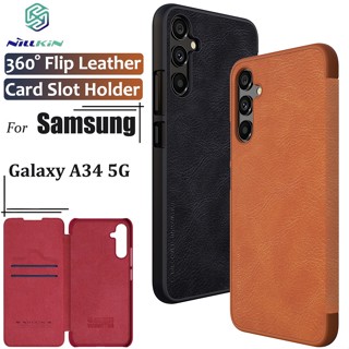 Nillkin เคสโทรศัพท์มือถือหนัง ฝาพับ กันกระแทก พร้อมช่องใส่บัตร หรูหรา สําหรับ Samsung Galaxy A34 5G