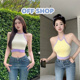 OFF SHOP พร้อมส่ง (OFF-3072) เสื้อสายเดี่ยวไหมพนมขนมุ้งมิ้ง ดีเทลผูกหลังเซ็กซี่น่ารักมาก