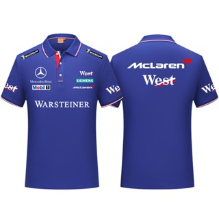 เสื้อโปโลแขนสั้น ลาย F1 Racing Suit แฟชั่นฤดูร้อน สําหรับผู้ชาย Mercedes-Benz McKay Wheel Fleet คุณภาพสูง