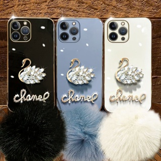 เคสโทรศัพท์มือถือ แบบนิ่ม ลายหงส์ ประดับเพชร หรูหรา สําหรับ Realme 5 5i 5S 5 Pro 6i 7i 7 Pro