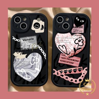 เคสโทรศัพท์มือถือแบบนิ่ม ลายกราฟฟิตี้หัวใจ Comme des Garcons สําหรับ Oppo A17K A78 A58 A16 A57 A5s A3S A15 A76 A17 A9 A95 A12 A96 A54 A77s A7 A74 A5 A92 A1K A55 A16K A53 A31 A16E Reno 7 7Z 8 5 5F เคสหน้ายิ้ม