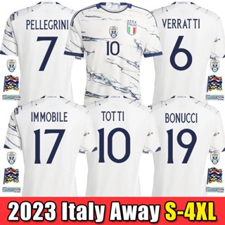 เสื้อกีฬาแขนสั้น ลายทีมชาติฟุตบอล Italy Away YP2 2023-2024 Verratti Pellegrini Totti Bonucci Materazzi PY2