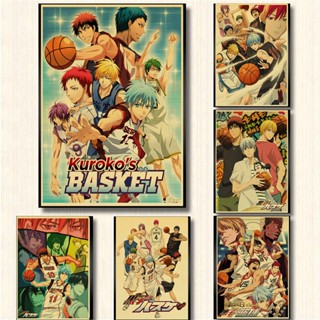 ใหม่ล่าสุด โปสเตอร์ ลายการ์ตูนอนิเมะ Kurokos Basketball สไตล์เรโทร สําหรับตกแต่งห้องนั่งเล่น บ้าน บาร์