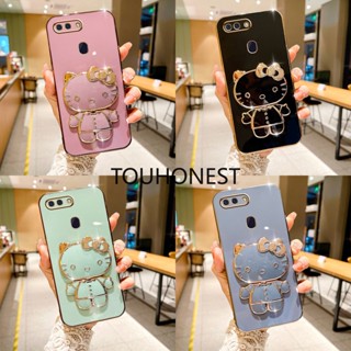 เคส Realme C2 C1 เคส Realme C55 เคส Realme C11 C12 Case Realme C15 C20 Cover Realme C25 C25S Cases Realme C33 C35 Casing Realme Narzo 20 Narzo 30A Case Cute Anime Cartoon Vanity Mirror Hello Kitty Holder Phone Case With Metal Sheet TK โทรศัพท์มือถือ