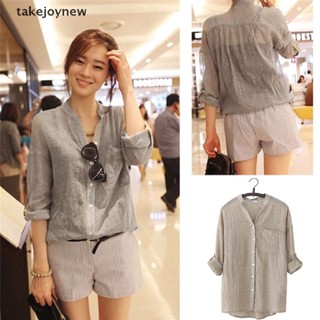 [takejoynew] เสื้อเชิ้ตแขนยาว ผ้าลินิน ทรงหลวม ลําลอง เหมาะกับฤดูใบไม้ร่วง สําหรับผู้หญิง KLB