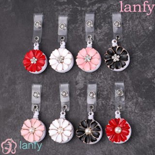 Lanfy คลิปหนีบป้ายชื่อแบบโลหะลายดอกไม้