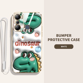 เคสโทรศัพท์มือถือ ซิลิโคนนิ่ม TPU ลายการ์ตูนกระต่าย ไดโนเสาร์น่ารัก 3D พร้อมสายคล้อง สําหรับ infinix Hot 20i X665C X665E Hot 20 Play X6825