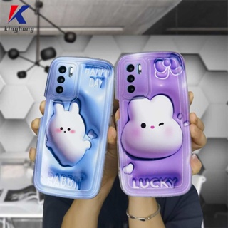 3D Vision OPPO A17 A17K A16 A95 A57 A16S A77 A57S A57E A55 A7 A15 A54 A5S A3S A76 A96 A5 A9 A31 A53 A33 2020 A77S A12 A12S A1K A16E A16K A54S Reno 7 7Z 8Z Cartoon Lucky Rabbit Air Cushion Phone Case Back Cover