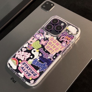 Ins เคสโทรศัพท์มือถือ แบบนิ่ม ลายสติกเกอร์ภาษาอังกฤษ กันกระแทก สําหรับ Apple Iphone 14promax 13 13promax 12 11 7 8Plus Xsmax 6S