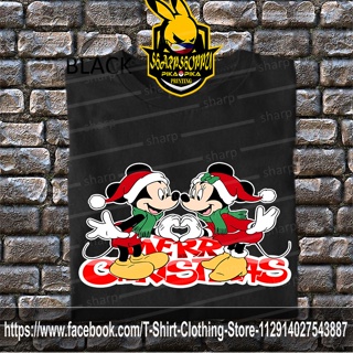 【เสื้อยืดใหม่】เสื้อยืด TREND MICKEY &amp; MINI MERRY CHRISMAS T-SHIRT UNISEX MEN AND WOMEN