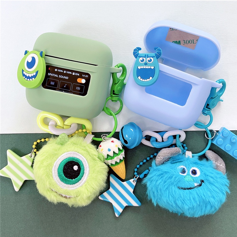 for JEEP EW118 Case Protective Cute Cartoon Monster Cover Bluetooth Earphone Shell Accessories TWS Headphone Portable with Pendant