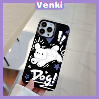 VENKI - สำหรับ iPhone 11 เคส iPhone สีดำเงา TPU เคสอ่อนกันกระแทกป้องกันกล้องสุนัขน่ารักเข้ากันได้กับ iPhone 14 13 Pro max 12 Pro Max 11 xr xs max 7Plus 8Plus