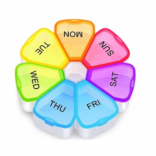 กล่องใส่ยาพกพา รูปดอกไม้7วัน7กลีบ ตลับยาและวิตามิน 7 วัน 4 มื้อ 7Day pill case