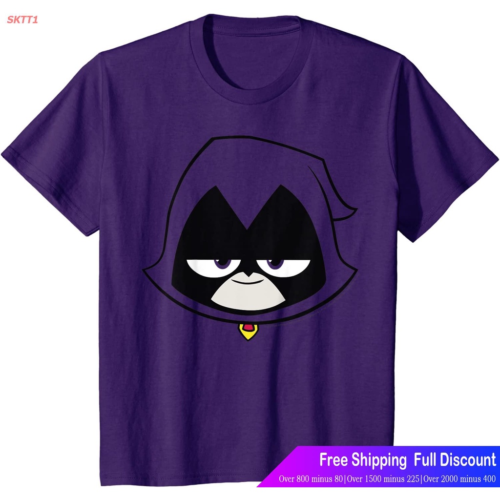 GOD ER เสื้อยืดผ้าฝ้ายพิมพ์ลายSKTT1 เสื้อยืดผู้ชายและผู้หญิง Kids DC Comics Teen Titans Go! Raven Big Face T-Shirt Sport