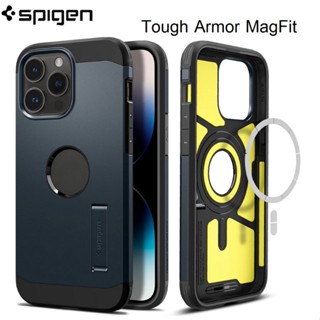 Spigen Tough Armor MagFit เคส สําหรับ iPhone 14 Pro Max / 14 Pro / 14 Micro เคลือบด้าน ขาตั้ง กันกระแทก เคสแม่เหล็ก