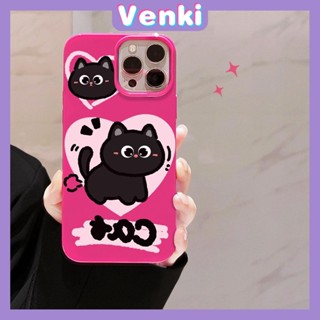 VENKI - สำหรับ iPhone 11 เคส iPhone สีแดงมันวาว TPU เคสกันกระแทกกล้องน่ารัก Love Black Cat เข้ากันได้กับ iPhone 14 13 Pro max 12 Pro Max xr xs max 7Plus 8Plus