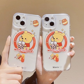 เคสป้องกันโทรศัพท์มือถือ แบบแม่เหล็ก ลายการ์ตูนหมีพูห์น่ารัก สําหรับ iPhone 15 11 14 Plus 12 13 Pro Max